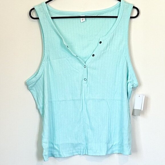 NWT BP by Nordstrom Textured Henley Tank Top in Teal Paradise - 3X - Picture 2 of 6